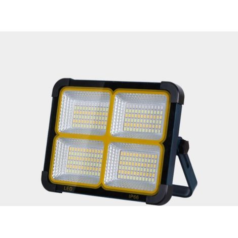 Projecteur LED Rechargeable 100W, Projecteur Chantier Rechargeable 12000mAh/ Panneau Solaire/ 4 Modes d'éclairage, Projecteur sur Batterie Rechargeable Idéal pour Camping, Travail, Pêche [Classe énerg (1/5)