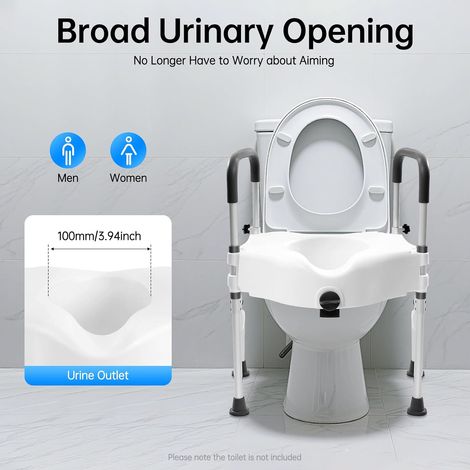Siège de Toilette avec Accoudoirs,Siège Réglable pour Personnes âgées,Cadre Sécurité WC,Rehausseur WC,Aluminium PC,Réglable 15-23cm,Rotation 170°,les Femmes Enceintes,les Personnes Handicapées (1/5)