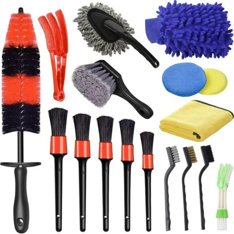 17pcs kit d'outils de nettoyage de lavage de voiture ensemble de détails de voiture, kit de lavage de voiture intérieur et extérieur (1/5)