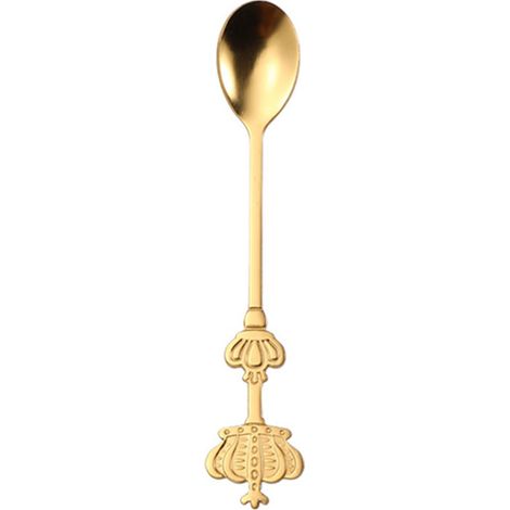 Cuillère couronne créative en acier inoxydable doré, Double café pour gâteau, thé, crème glacée (1/5)