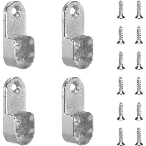 Lot de 4 supports de tringle à vêtements avec 12 vis, support de tringle à vêtements en métal pour tringles ovales, pour armoires à vêtements (1/5)