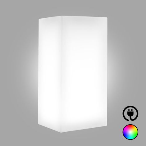 Lanterna d’arredo luminosa moderna di design 40x40 H80 in polimero LED multicolor resistente per interno ed esterno - Made in Italy - Monacis