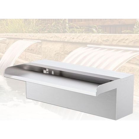 Fontaine De Piscine, Cascade Bassin Exterieur en Acier Inoxydable, Lame D’Eau, Fontaine Exterieur avec Accessoires pour La Décoration D'étang, Patio,Jardin (Long 30cm, Largeur 15cm)
