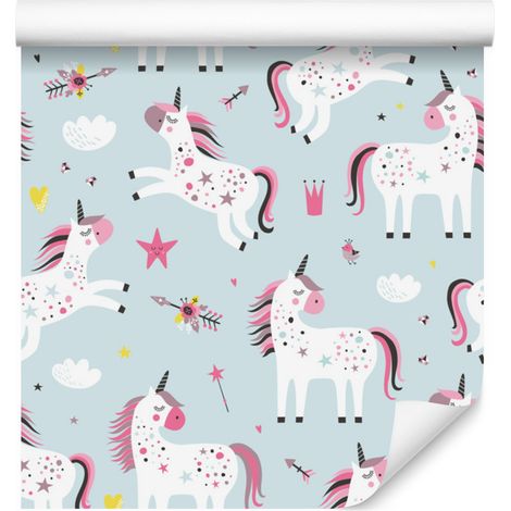 Bellissima carta da parati con unicorni per soggiorno e camera da letto, 50x1000 cm (1/5)