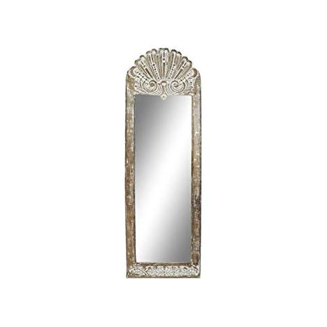 Miroir Mural rectangulaire avec Manche sculpté en décape Naturelle 50 x 3 x 165 cm