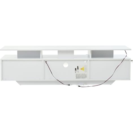 Meuble TV 160 x 40 x 45 cm, avec 2 armoires, meuble de salon, meuble TV laqué brillant avec bande LED, centre multimédia TV moderne avec 8 compartiments de rangement, MDF, pour TV 70 pouces (1/5)