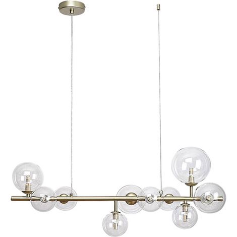 ASLOV G9 suspension 10x MAX 28W métal doré, verre transparent L: 80cm H: 120cm dimmable (1/5)