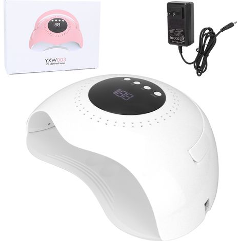 Lampe UV LED 120W pour ongles, séchoir à vernis semi-permanent avec écran LCD, portable, fiche américaine, blanc, 100-240V. (1/5)