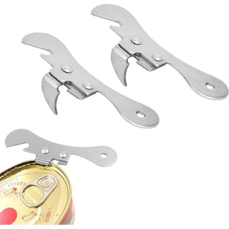 2 PiècesOuvre Boite, Ouvre-Bouteille, Ouvre Boite De Conserve, Ouvre Boite Manuel, Can Opener, Ouvre-Boîte à Bière, Ouvre Boite Papillon, Ouvre Boite Multifonction, Acier Inoxydable, Argenté, 9,7 Cm X (1/5)