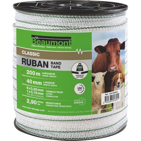 Ruban blanc et vert 40 mm / 200 m CLASSIC