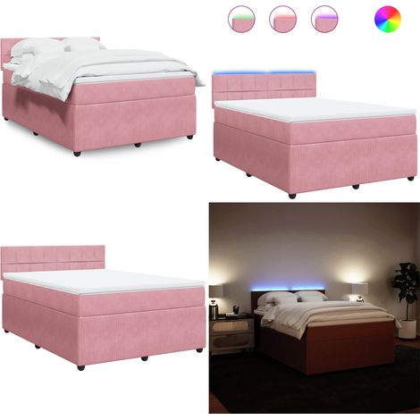 vidaXL Sommier à lattes de lit avec matelas Rose 140x190 cm Velours (1/5)