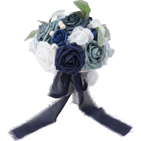1 Ramo de novia hecho a mano, elegantes flores artificiales, decoración para bodas, fiestas, oficinas y jardines. (1/5)