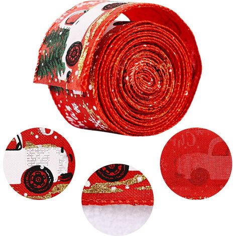 Weihnachtsband Rot 5cm x 6m Non-File Verpackung Deco Urlaub (1/5)