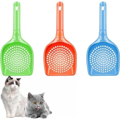 Cuchara Para Arena De Gato - Mango Ergonómico De 12 Cm - Diseño Con Orificios De 5 Mm - Para Filtrado Rápido De Arena - 3 Unidades (1/5)