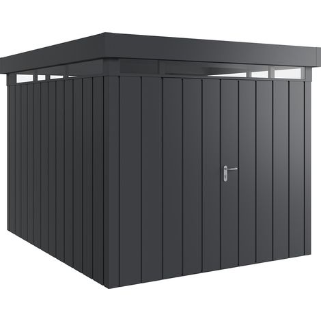 Hörmann Metall-Gerätehaus "Juno" mit Flachdach, JFD11 - Modern, 262 x 310 cm (B x T), anthrazit, 2-flüglige Tür, mit Lichtband (1/5)
