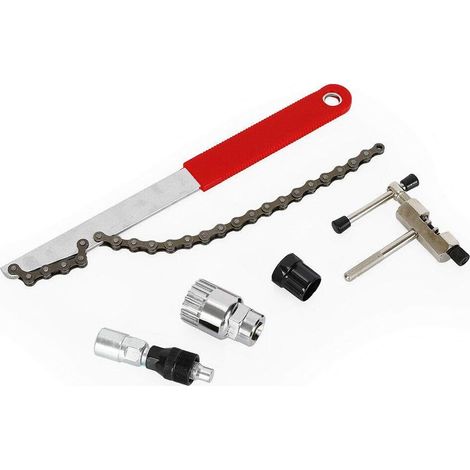 Kit de réparation 5 en 1 pour vélo avec extracteur de manivelle, extracteur de pignon, fouet à chaîne