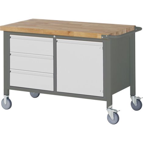 Etabli mobile STIER Premium avec 3 tiroirs et 1 porte battante, lxPxH 1 250x700x880 mm