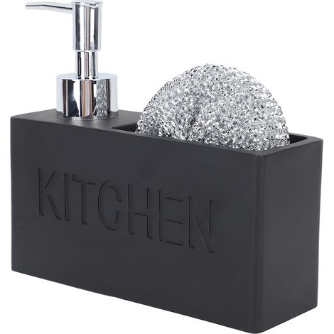 Distributeur de Savon Liquide Noir avec Bille Pressoir - Flacon Résine Multifonction pour Cuisine ou Salle de Bain (1/5)