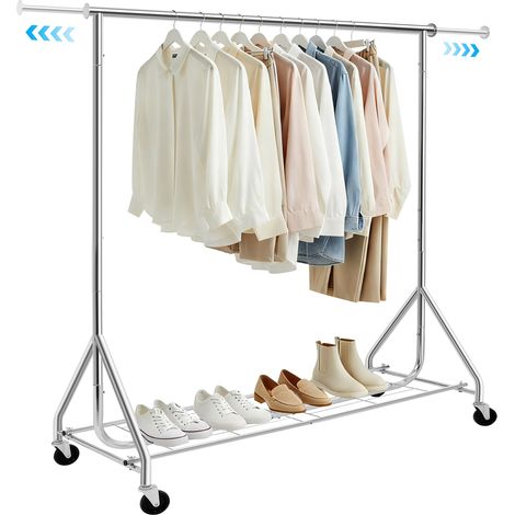 Portant à Vêtements Avec Roulettes - Tringle Extensible - Capacité de Charge 210 kg - Porte-manteau (1/5)