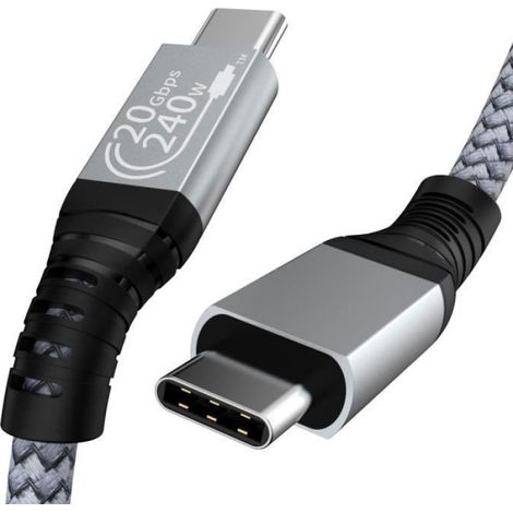 Câble USB-C - 240 W - 20 Gbit/s - USB 3.2 Gen 2x2 - Pour MacBook Pro 16 - 1 m (1/4)