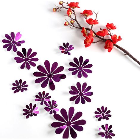 12 stickers muraux à motif tournesol 3D pour Noël et marché du mariage (3) (1/5)