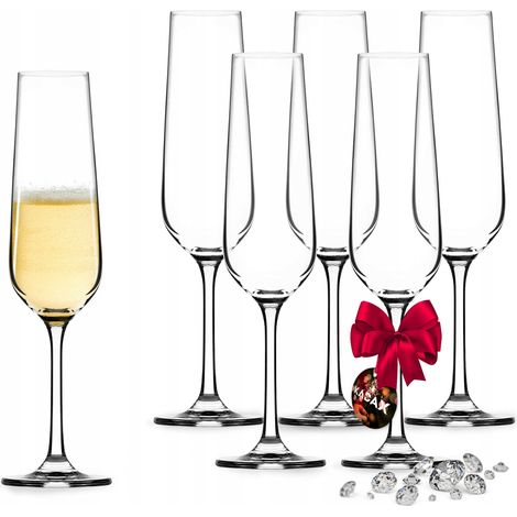 KADAX Sektgläser, 6er Set, 200ml, Sektflöten für zu Hause, Party, Hochzeit