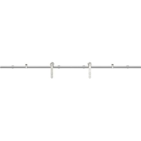 Maison Exclusive - Kit Binari Porta Scorrevole 200 cm Acciaio Inossidabile Argento