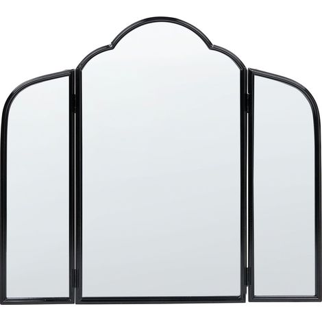 Specchio da tavolo Trifold Due ali laterali pieghevoli Make-up 87 x 77 cm Nero Savilly (1/5)