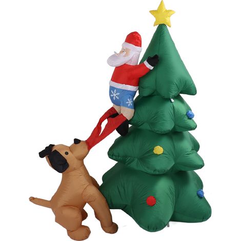 Sapin de Noël gonflable de 1,8 m avec éclairage, ventilateurs haute vitesse et silencieux, décoration pour intérieur et extérieur (jardin), prise UE 100-240 V (1/5)