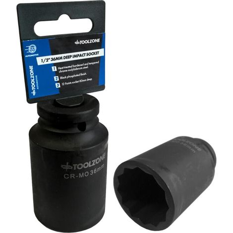36mm Deep Impact Socket 1/2"" Drive Hub Nut Flywheel Socket Bi Hex 12-point SS234