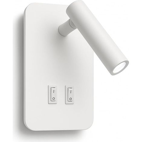 Applique LED da Parete Interno 6W Bianco con Doppio Interruttore e Luce Lettura Orientabile Bianco - Luce Naturale, Fredda, Calda - Colore della luce: Luce fredda