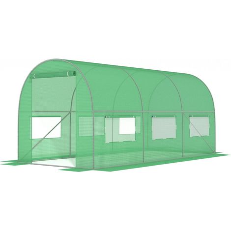 Viking Choice – Serre tunnel 10m2 – Cadre métal galvanisé – Bâche filtrante UV-4 avec moustiquaires – Dimensions 4x2.5x2m