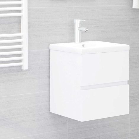 Meuble sous vasque avec lavabo intégré blanc, bois d’ingénierie, 1 tiroir, 41 x 38,5 x 45 cm - PANGIVO (1/5)