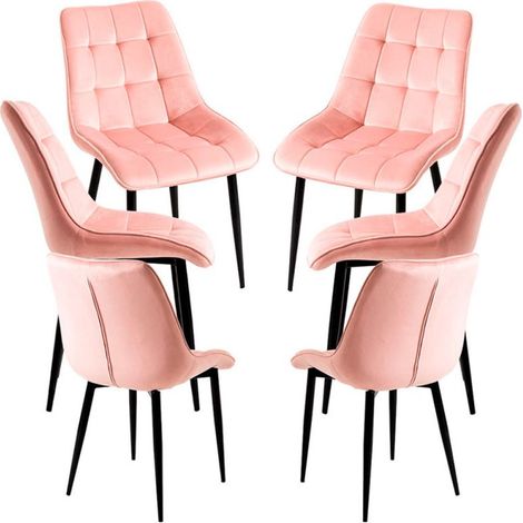 Packs Sillas Comedor - Pack 6 Sillas Cade Terciopelo - Rosa (1/5)