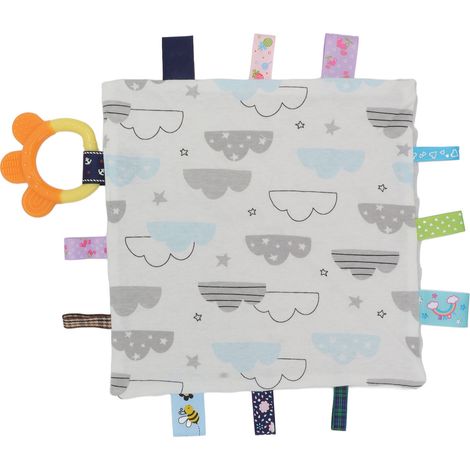 Couverture câline bébé apaisante sensorielle douce en peluche avec étiquettes colorées, anneau de dentition sans odeur pour nouveau-né, Type 3 (1/5)