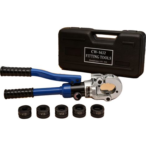 Herramienta de crimpado hidráulica, presión máxima 80 kN, cabezal giratorio de 360°, empuñadura ergonómica, tamaños de tubería aplicables de 12 mm a 28 mm, longitud de carrera 15 mm (1/5)