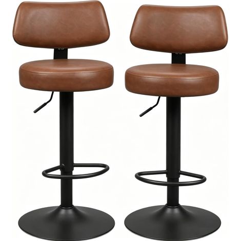 Set 2 sgabelli da bar girevoli regolabili in altezza in similpelle marrone (1/4)