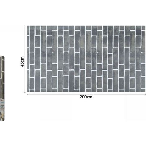 Trade Shop - Rollo Film Adhesivo Pvc Ladrillo Gris 45cm X 2mt Muebles Hogar Cajones 71275 -