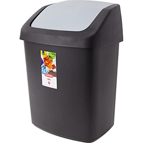 Curver Pattumiera Swing, 15 l, Nero, 30.6x24.8x41.8 cm (1/4)