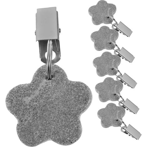 Juego de 6 pesas para manteles con clips decorativos, pesas para manteles para uso exterior, fáciles de colocar.