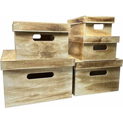 Scatole in legno con coperchio personalizzabile set 5 pezzi decoro per decoupage portagioie matrioska scatola cofanetto porta oggetti (1/5)
