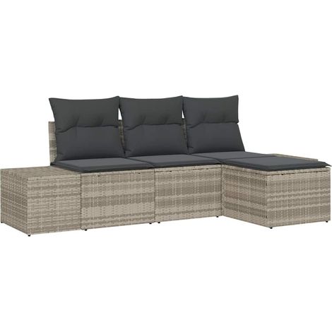 Garden Sofa Set 4 pcs Light grey Poly rattan vidaXL (1/5)