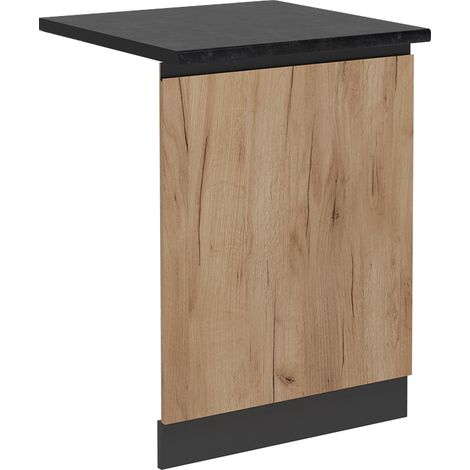 Façade de lave-vaisselle R-Line, Chêne de force doré, 60cm , PT Anthracite, Vicco