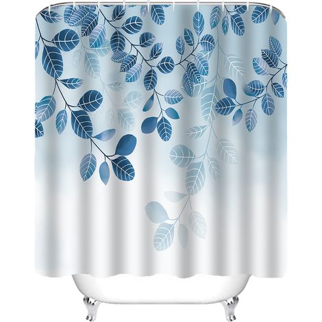 1 rideau de douche, motif aquarelle tropical, 183 cm x 183 cm, polyester imperméable, avec 12 crochets ABS (1/5)