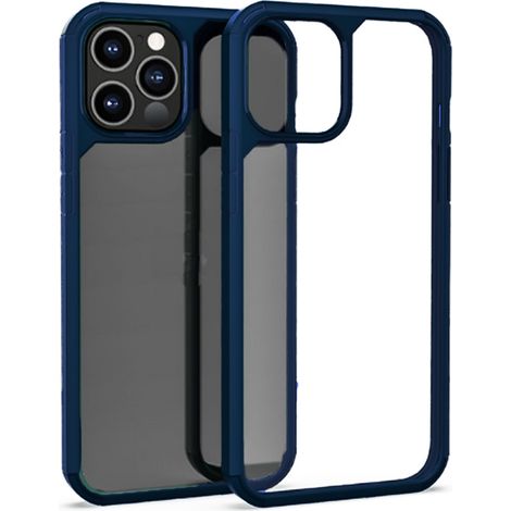 Cover custodia compatibile IP 12 PRO 6.1" trasparente cornice blu scura rigida (1/3)