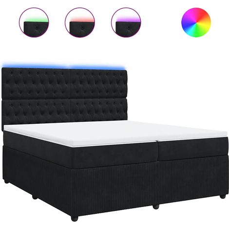 Maison Exclusive - Cama box spring con colchón terciopelo negro 2 (1/5)