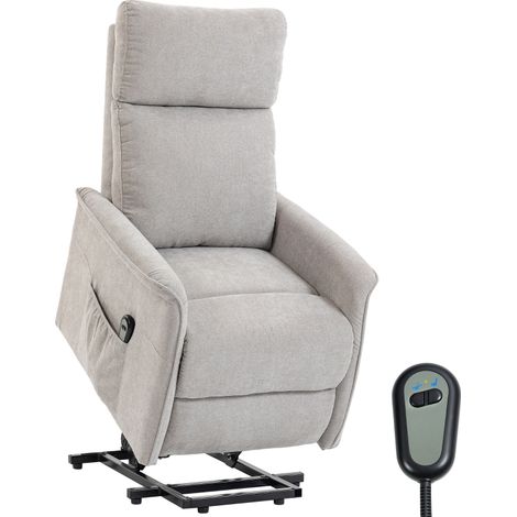 Fauteuil Releveur Électrique, Fauteuil Relax Électrique en Chenille avec Coussin à Ressorts, Dossier Inclinable, Gris (1/5)