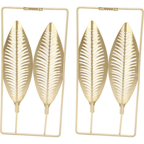 Lot de 2 sculptures murales dorées en métal avec cadre, pour salon, chambre, bureau ou salle d'étude. (1/5)