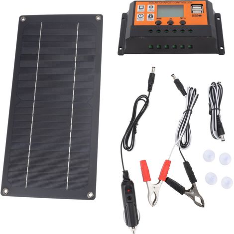 Ortviai Kit panneau solaire 60 W avec régulateur 100 A pour camping-car, bateau et voiture – silicium monocristallin