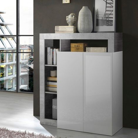 Credenza alta madia cucina soggiorno bianco lucido 2 ante Blume BC (1/5)